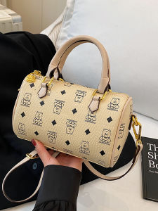 Vintage Pillow Shaped Crossbody Bag Womens Handbag Small Size Fashionable Shoulder Bag Casual PU Leather Printed Bag