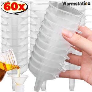 ช่องใส่เครื่องปรุงน้ำมันในครัวของเหลวสำหรับขวดโลชั่นน้ำหอมที่กระจายของเหลวเครื่องมือ30/60ชิ้นกรวยพลาสติกใส Corong Mini ปากเล็ก