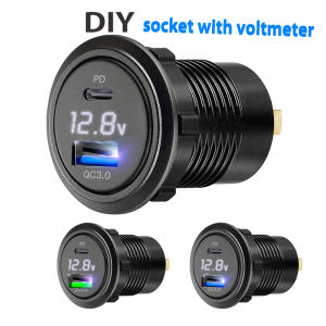 12V/24V usb c car 12v socket Outlet PD USB-C & Two QC3.0 Ports For Boat Marine motorcycle truck
