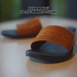 Sandal Wanita Sandal Slop Wanita Rajut Premium - Rajut Warna Hitam