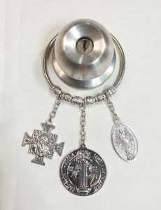 St. Benedict Door Chimes Hanger Three Silver Medal for Protection Against Evil with Pouch
