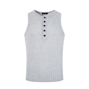 Henley Neck Sleeveless Tank Top Stripe Breathable and Cooling Slim Fit Summer