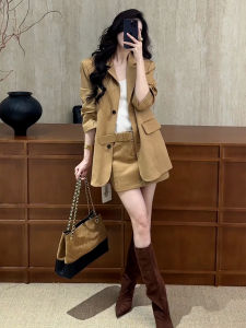 SHANGSHA | Elegant Important Occasion Cachecolored Suit Dress