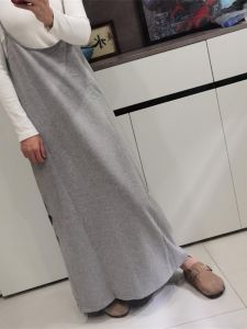 Autumn Long Soft Velvet Draped One Shoulder Split Casual Cotton Blend Wrap Dress for Women round Neckline Sleeveless A-Line Skirt