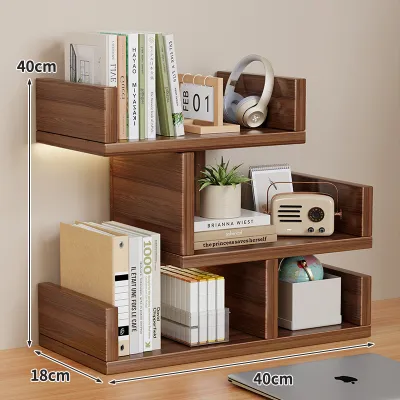 Simple Desktop Bookshelf Multi-Layer Storage Rack for Living Room Bedroom Office Small Tabletop Organizer No-Install Required