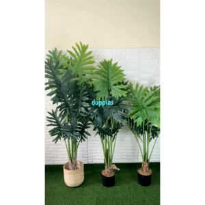 Pohon Artificial Tanaman Hias Daun Jari Jari Variasi Tinggi T120 T140 T160 Latex Cover Pot Rotan Ulir Dekorasi Studio Hiasan Rumah
