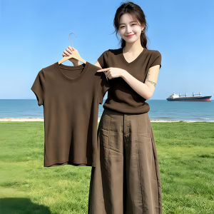 Shalldoer | Leisure Loose Fit Stylish Short Sleeve V-Neck Two-Piece Set
