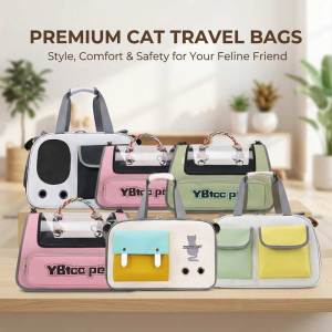 Teeker Pet Cat Carrier for Kitten Dogs Travel Bag with Adequate Ventilation Mesh Windows Entrance Locking Safety Zippers Padded Shoulder and Carrying Strap
