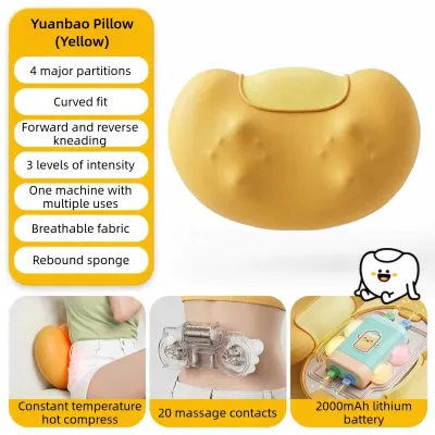 Jinkairui Wireless Massage Pillow 3-Speed Bidirectional Kneading Neck Massager with Heat for Neck Back Full-Body Multifunctional Relaxation Ingot-shape