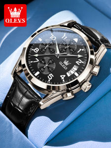 OLEVS | Quartz Waterproof Sport Leather Strap Mens Watch