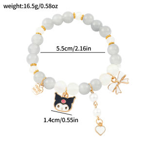 Sanrio | Sanrio Kuromi & My Melody Matching Bracelet Set - Zinc Alloy Charms Pastel Crystal Beads Kawaii Jewelry for Best Friends