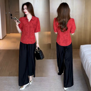 New Chinese Style Embroidered Loose Womens Shirt Summer New Style Belly Covering Slimming Top Trendy Commute Short Sleeve Polo Collar