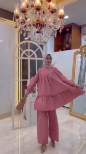 Setelan Wanita Kekinian Audy Set Crinkle Airflow M L XL XXL 3XL Oneset Dewasa Terbaru Jumbo Ootd Hijab Setcel Remaja Perempuan Viral One Set Kondangan Simple Elegan