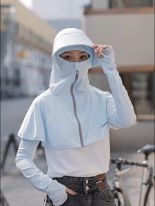 ชุดป้องกันแสงแดดสำหรับผู้หญิงรุ่นใหม่หมวกกันแดดป้องกันใบหน้าในฤดูร้อนเสื้อผ้าป้องกันรังสียูวีสำหรับกลางแจ้งผ้าคลุมกันแดดปีกใหญ่หมวกคลุมหน้าและคอ บังแดด