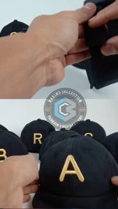 TOPI BAYI INISIAL NAMA TOPI ANAK TULIS NAMA TOPI BASEBALL HURUF A-Z TOPI BAYI FULL HITAM ALFABETH USIA 0-2 TAHUN