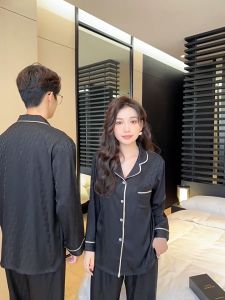 Quần áo ngủ lụa mặc nhà bộ đồ mặc nhà pijama nữ dài tay màu đen - Since Then