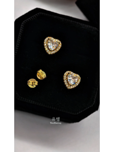 YooHaeng - JEEHAN Anting Tusuk Rhodium Love Permata Bulat A0197