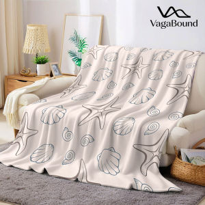 BILIBILI | Seashell Star Beach Art Flannel Blanket Warm Soft Halloween Christmas Decorative Couch Warm Cozy All-Season Gift