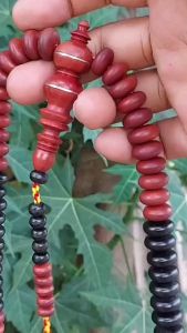 Tasbih Kayu Kombinasi Galih Tesek Sulaiman Kelor Hitam 6x14mm - Motif Muslim