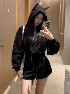 Loose Fit Zipper Hooded Cardigan Womens Short Sleeveless Jacket Spring Autumn Design Sensation Casual Comfortable Outerwear