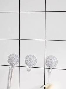Suction Cup Hook - Creative Seamless Bathroom Hook Without Drilling Transparent Adhesive Hook with Vacuum Suction Front-Mounted