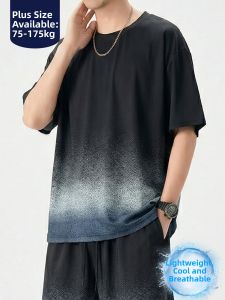 BINHANG | Large Size Summer Gradient Print Breathable Short Sleeve T-Shirt