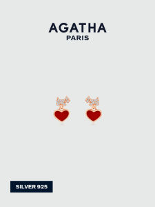 AGATHA | Twin Hearts Sterling Silver Earrings