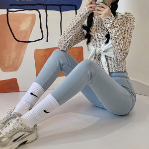Slim Fit High Waist Denim Jeans Womens Base Layer Pants Spring Summer Autumn Winter New Style American Style Slimming Capri Pants Light Blue