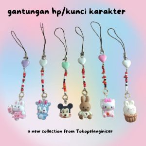 Tali Hp/Gantungan Hp Manik Korea Karakter-gantungan hp aesthetic-Tali Strap Hp/Gantungan Kunci
