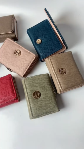 New stylish and simple short tri-fold wallet for women made of PU leather