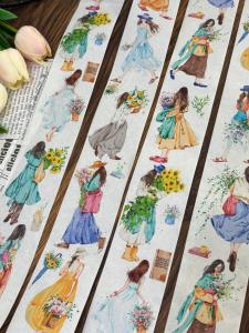 Floral Dream Lightly Retro Style Personage Paper Tape for Scrapbooking Original Design Single Piece Business Supplies