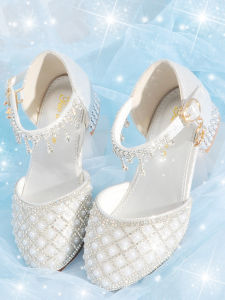 Princess High Heels Diamond Studded Sparkling Soft Bottom Crystal Slippers for Girls Performance Shoes Spring Summer Kids