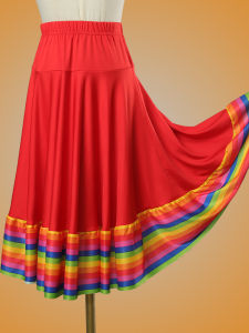 Elegant Mid-Length Dance Skirt for Women Loose Fit Yoga Fitness Square Dancing Skirts Flowing A-Line Half-length Dresses