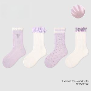Ballet Style Lightweight Breathable Ribless Socks Thin Mid-Calf