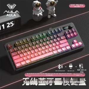 AULA | Combo Bàn Phím & Chuột Không Dây S3187 Kết Nối 3 Chế Độ Layout TKL Núm Xoay