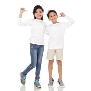 Kaos Polos Anak Oneck Lengan Panjang Bahan Katun Combed 30s Warna Putih Solid