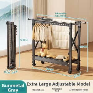 Multipurpose Elevating Floor Standing Clothes Rack