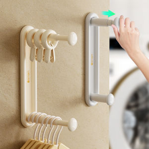 GONQIN Hanger Storage Rack Wall-mounted Retractable Storage Rack Double-layer Hanger Organizer Multi-purpose Storage Holder