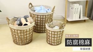 Romantika Handmade Woven Storage Basket Household dirty clothes toy storage basket Folding Clothes Laundry Basket Removeable inner bag