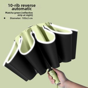 Reverse Opening Reinforced Foldable Sun and Rain Umbrella