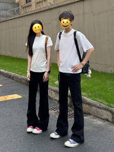 Quần Ống Đứng Màu Đen Mỏng Mùa Hè Cho Nam Và Nữ Quần Ống Rộng Phong Cách Đường Phố Quần Ống Đứng Thường Ngày Cho Cặp Đôi