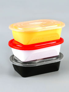 Thickened Black And White Takeaway Box 750ml Disposable American Long Rectangle Oval Shaped Fruit Snack Container Food Packaging Box