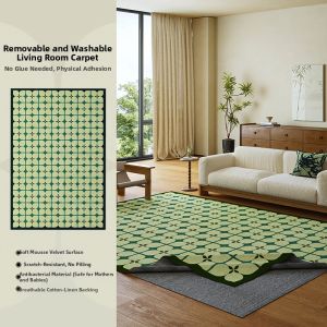 AOVOC | Washable Removable Retro Green Non-adhesive Double Layer Mat
