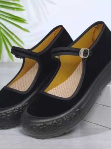 รองเท้าผ้าปักกิ่งสําหรับผู้หญิงรองเท้าเต้นรํากันลื่นน้ําหนักเบาเหมาะสําหรับการทํางานและสวมใส่ทุกวันลายสก๊อตส้นแบน