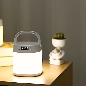 Nursery bedside night light with illumination clock LED lamp portable desk lamp three-colour temperature settings