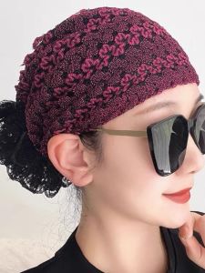 Elegant Breathable Lace Hair Cap for Women: New Style Net Shawl Headband Casual Round Top No Season Limit Polyester Fiber