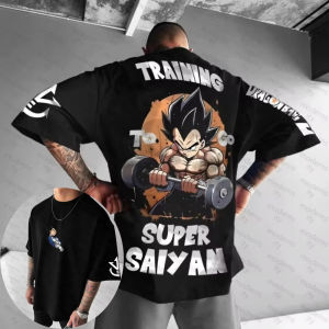 Dragon Ball Mens T-shirt Vegeta Japan Anime Summer Boy Spring and Autumn Childrens Short Sleeves Parent-Child Wear Winter