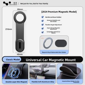 HELLOLEIBOO | Foldable Magnetic Car Phone Holder with Wireless Charging and Navigation Support