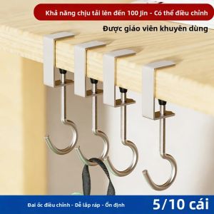 Móc Treo Để Bàn Có Thể Điều Chỉnh Đa Năng Lắp Đặt Không Gây Hư Hại Móc Treo Cạnh Bàn Di Động Cho Văn Phòng Trường Học Ký Túc Xá - Chất Liệu Sắt