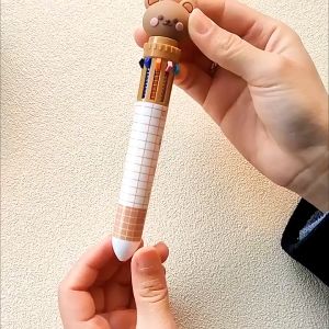 🔥chageey👍 10 Colors cute ballpen Retractable gel pen 10in1 ballpen Cartoon Animals Erasable Pen 0.5mm Refill Rods Washable Handle Gel Pen